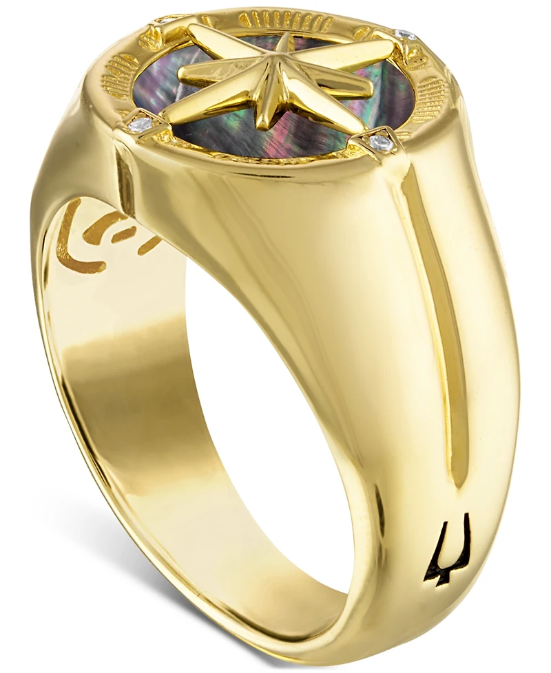 Bulova Men's Marine Star Diamond Accent Ring 14k Gold-Plated Sterling Silver