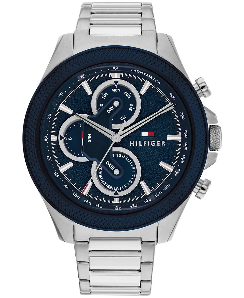 Tommy Hilfiger Men's Multifunction Silver-Tone Stainless Steel Watch 46mm