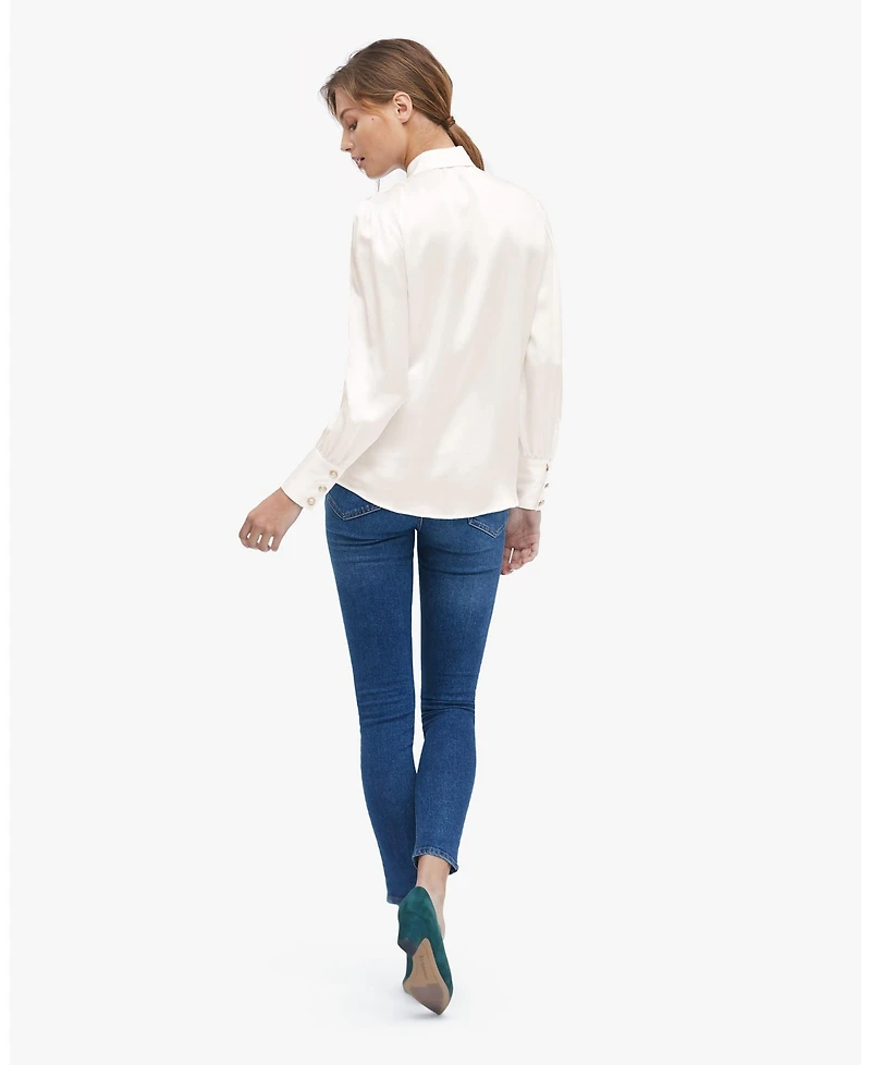 Vintage Bow Tie Silk Blouse for Women