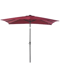 Outsunny 9' x 7' Solar Umbrella, Patio Umbrella with Led Lights, Wine