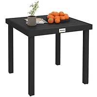 Outsunny Outdoor Dining Table for 4 Person, Square, Aluminum Metal Legs for Garden, Lawn, Patio, Woodgrain Black