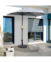 Outsunny 20lbs Half Round Patio Umbrella Base Outdoor Decorative Resin Parasol Stand Holder for 1.5"Dia, 1.9"Dia Pole, for Lawn, Deck, Backyard, Garde