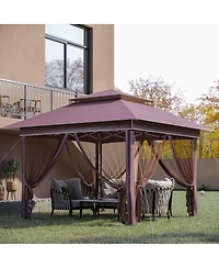 Outsunny 12' x 12' Outdoor Pop-Up Tent Canopy W/ Mesh Sidewalls and Bag,