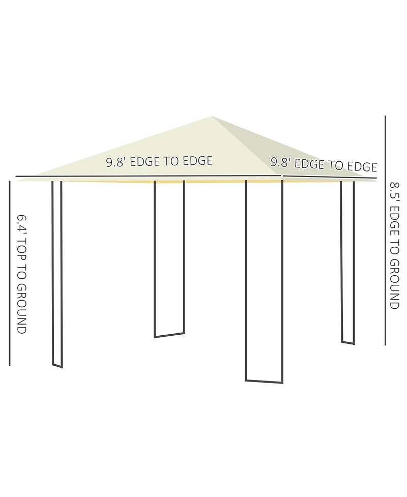 Outsunny 10' x 10' Outdoor Gazebo Canopy Modern Canopy Shelter with Weather Resistant Roof & Steel Frame for Parties, BBQs, & Shade