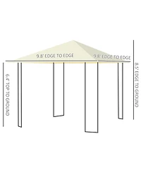 Outsunny 10' x 10' Outdoor Gazebo Canopy Modern Canopy Shelter with Weather Resistant Roof & Steel Frame for Parties, BBQs, & Shade
