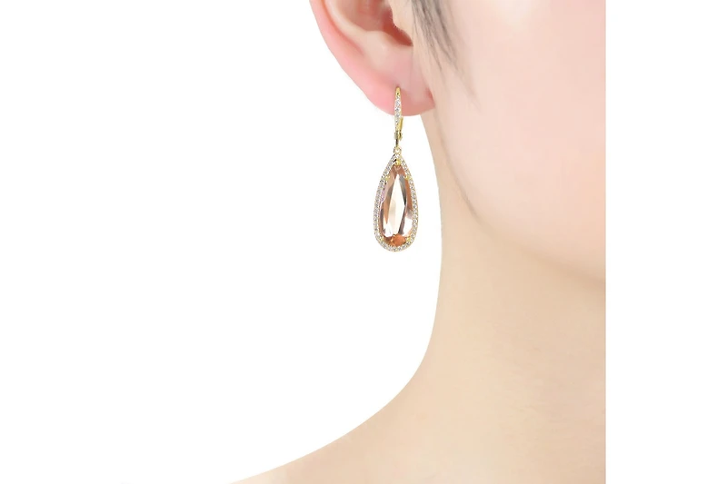 Elegant Teardrop Shaped Earrings with A Cubic Zirconia Middle Stone
