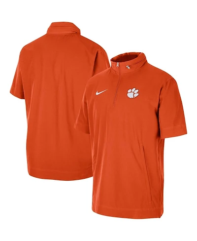 Men's Nike Orange Clemson Tigers Coaches Half-Zip Short Sleeve Jacket