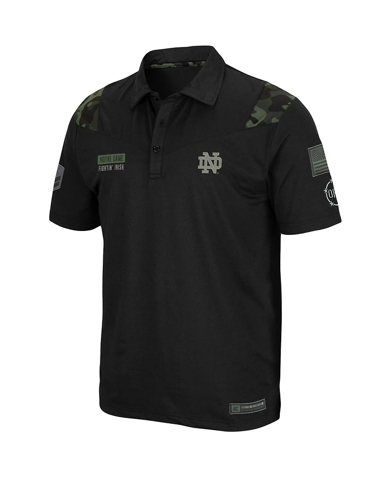 Men's Colosseum Black Notre Dame Fighting Irish Oht Military-Inspired Appreciation Sierra Polo Shirt