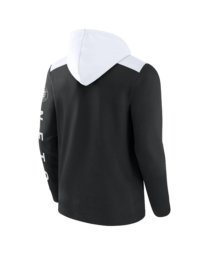 Men's Fanatics Black, White Brooklyn Nets Skyhook Colorblock Full-Zip Hoodie