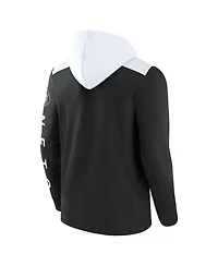 Men's Fanatics Black, White Brooklyn Nets Skyhook Colorblock Full-Zip Hoodie
