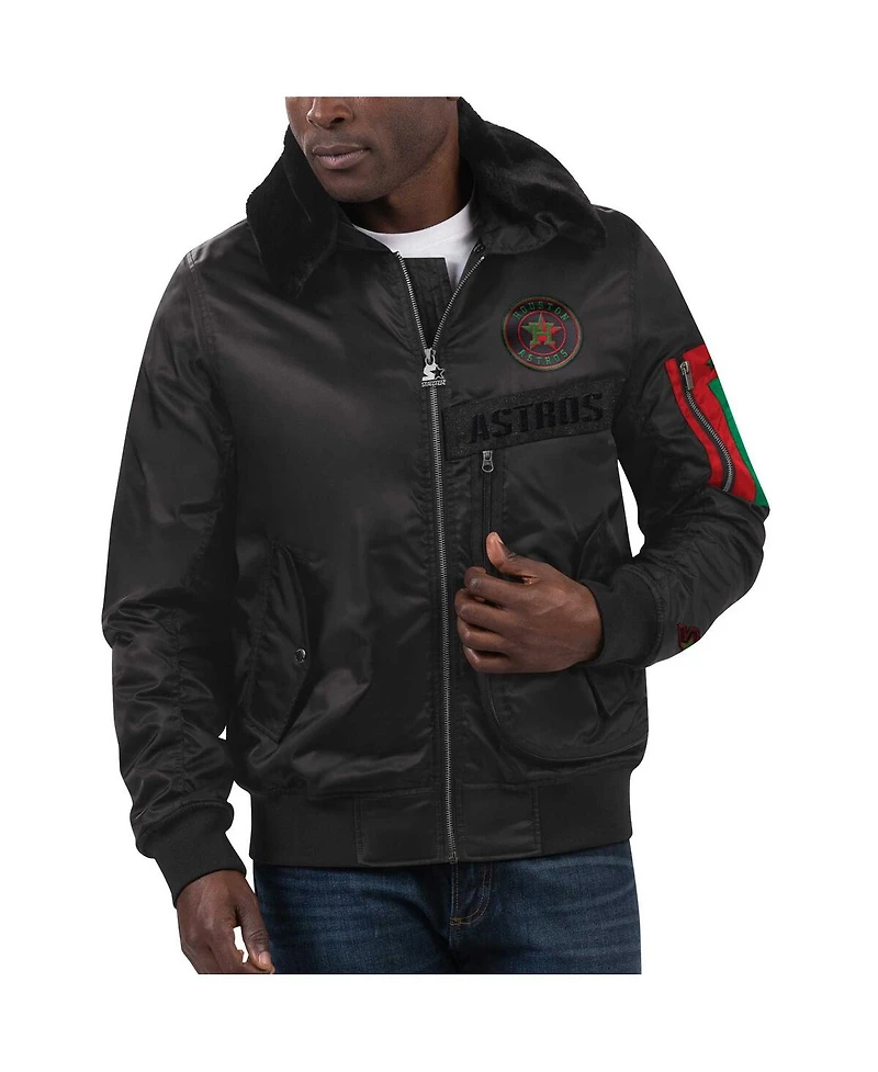 Men's Starter x Ty Mopkins Black Houston Astros Black History Month Satin Full-Zip Jacket