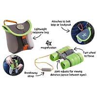 Haba Terra Kids Children's Binoculars with Compact Case, Children's Outdoor Scientific Toy with 4X Magnification
