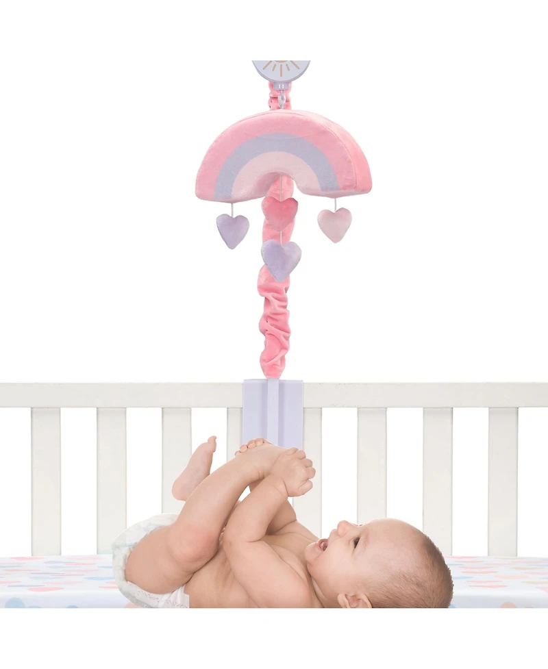 Bedtime Originals Rainbow Hearts Pink/Purple Musical Baby Crib Mobile Soother Toy