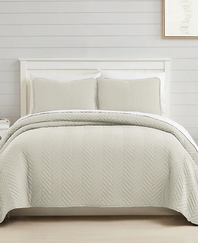 Southshore Fine Linens Solid Color Chevron 2-Pc. Quilt Set, Twin