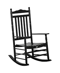 Outsunny Wooden Rocking Chair for Porch, Indoor/Outdoor