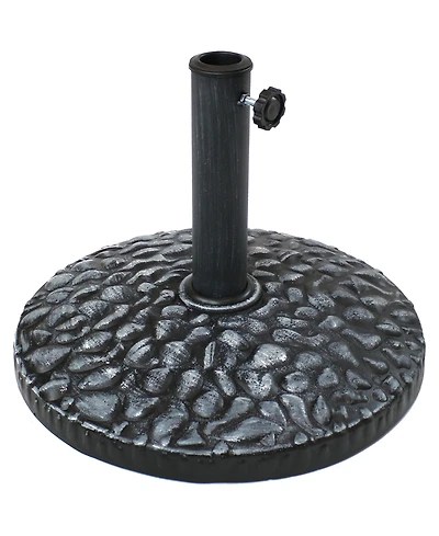 18-Inch Diameter Pebble Texture Resin Patio Umbrella Base - Gray Finish - 1.5- to 2-Inch Pole Diameter