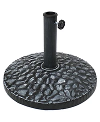 18-Inch Diameter Pebble Texture Resin Patio Umbrella Base - Gray Finish - 1.5- to 2-Inch Pole Diameter
