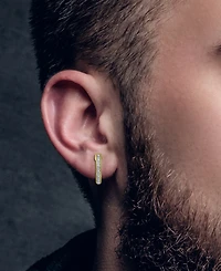 Men's Diamond Baguette Small Hoop Earrings (1/20 ct. t.w.) in 10k Gold, 5/8"