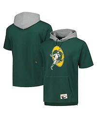 Men's Mitchell & Ness Green Green Bay Packers Postgame Short Sleeve Hoodie