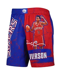 Men's Mitchell & Ness Allen Iverson Royal Philadelphia 76ers Hardwood Classics Player Burst Shorts