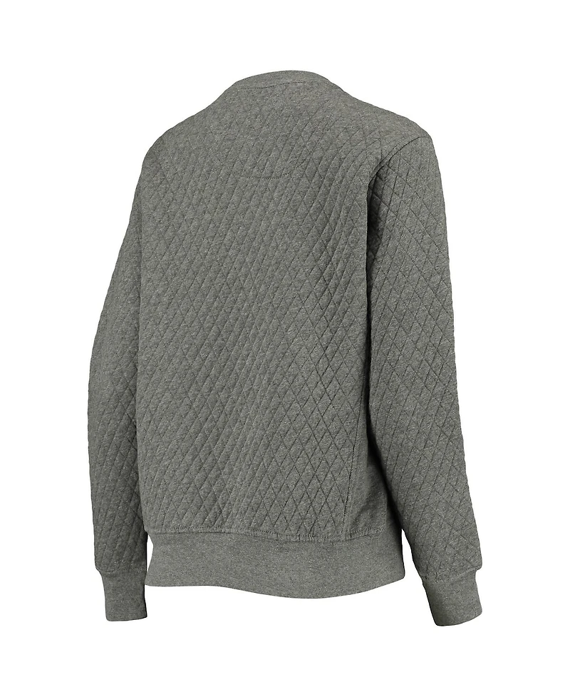 Women's Pressbox Heather Charcoal Notre Dame Fighting Irish Moose Quilted Pullover Sweatshirt