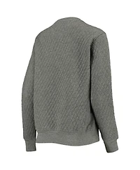 Women's Pressbox Heather Charcoal Notre Dame Fighting Irish Moose Quilted Pullover Sweatshirt