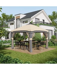 Outsunny 10' x 10' Pop Up Canopy Foldable Party Tent with Nettings