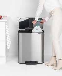 Bo Step on Dual Compartment Trash Can, 2 x 8 Gallon, 2 x 30 Liter