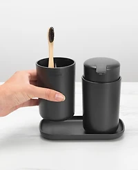 Renew Bathroom Accessory Set of  3 - Soap Dispenser, Toothbrush Holder and Tray