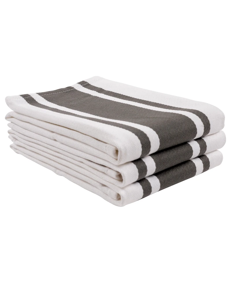 Kaf Home Union Stripe Cotton 3 Piece Kitchen Dish Towel Set, 18" x 28"