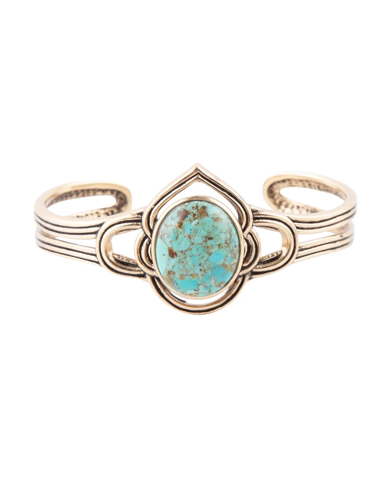 Barse Phoenix Genuine Blue Turquoise Oval Cuff Bracelet