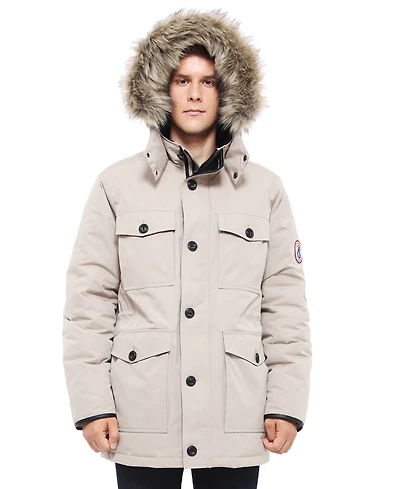 Rokka&Rolla Men's Parka Jacket with Detachable Trim