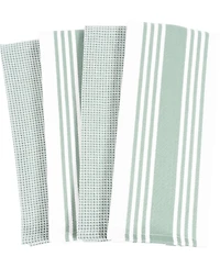 Kaf Home Center Band Waffle Cotton 4 Piece Flat Kitchen Towel, 18" x 28"