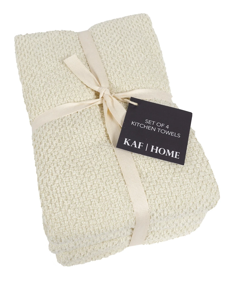 Kaf Home Popcorn Terry Cotton 4 Piece Kitchen Towel, 20" x