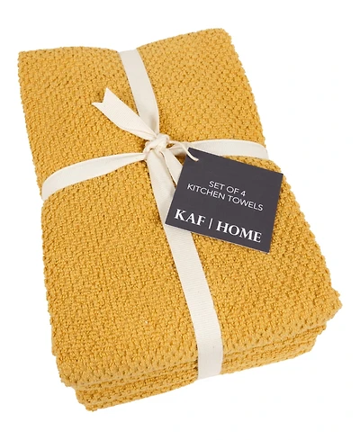 Kaf Home Popcorn Terry Cotton 4 Piece Kitchen Towel, 20" x