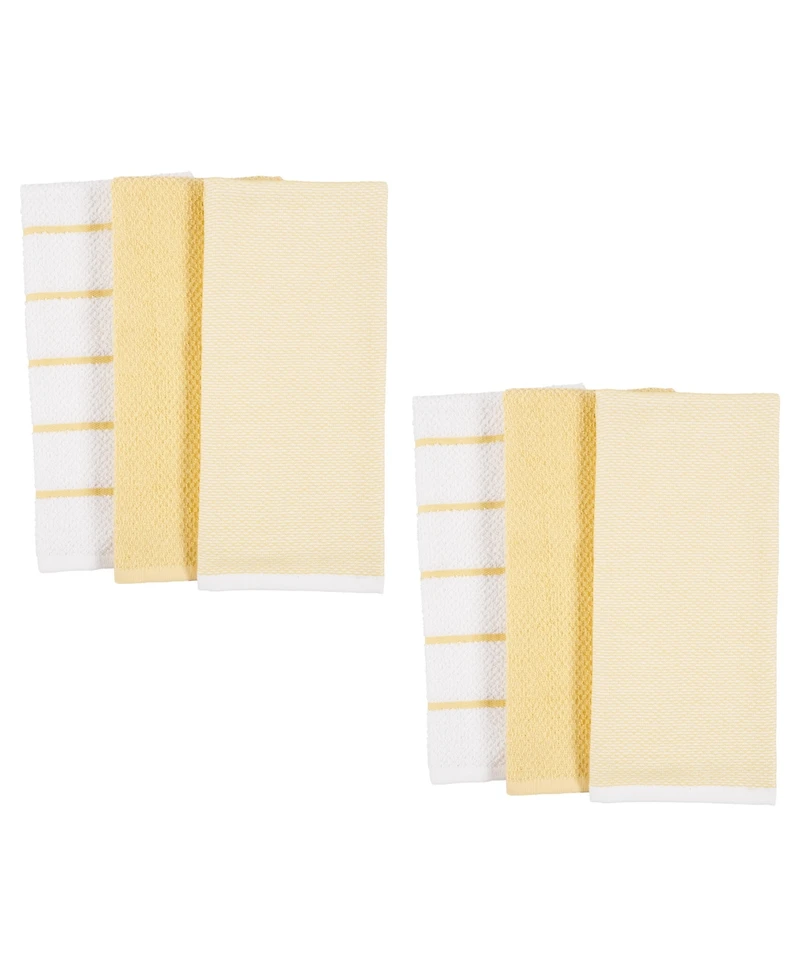 Kaf Home Ayesha Curry Cotton 6 Piece Mixed Utility Kitchen Dish Towel, 18" x 28"