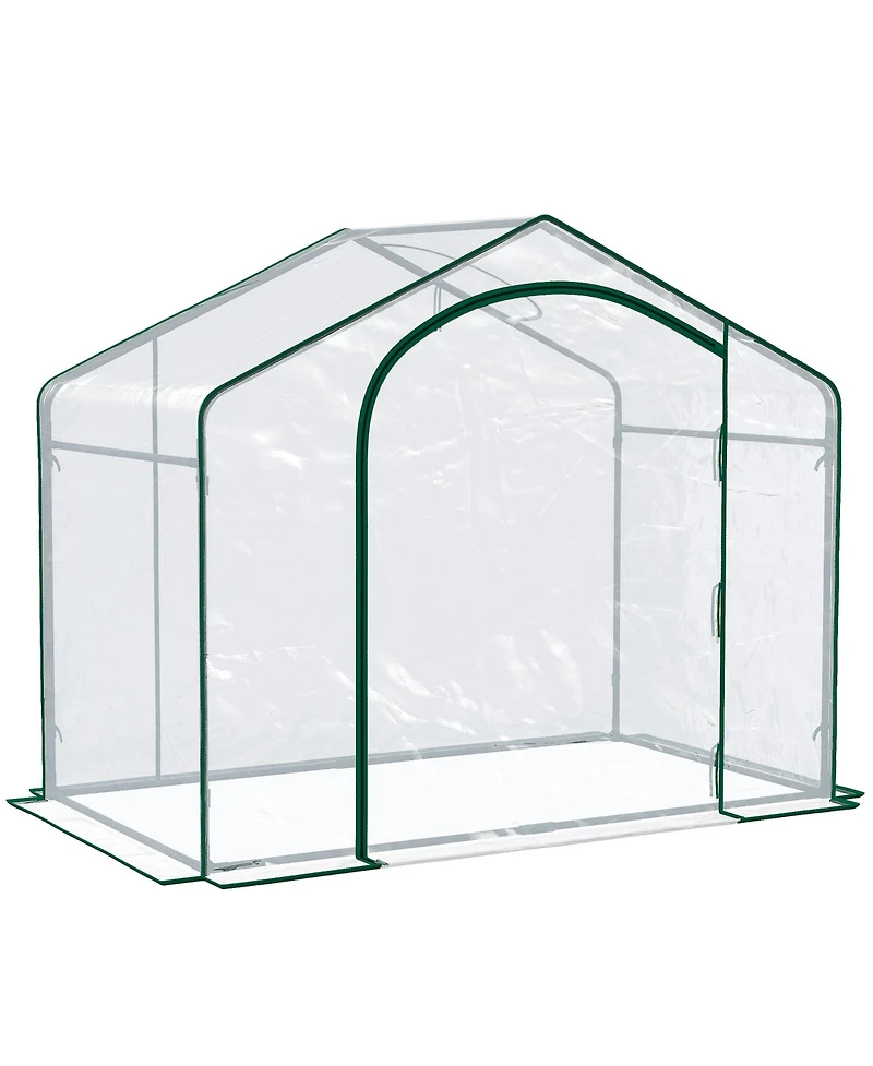Outsunny Portable Walk-in house, Pvc Cover, Door, Top Vent,