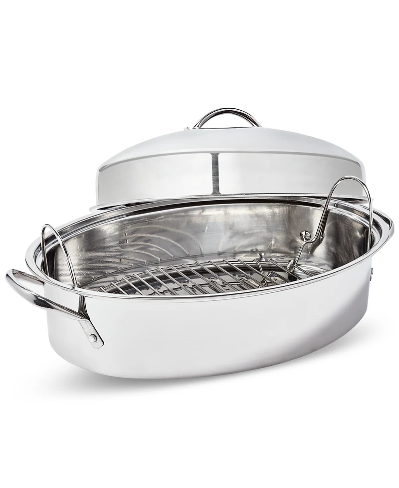 The Cellar Stainless Steel 8-Qt Covered Oval Roaster with Rack, Exclusively at Macy's