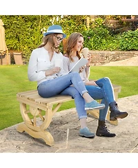 Outsunny 2-Person Garden Bench Outdoor Wagon Wheel Porch Bench for Backyard, Patio