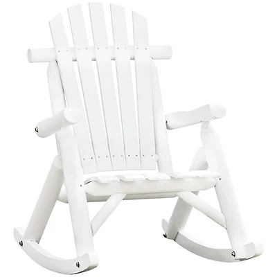 Outsunny Outdoor Adirondack Style Wooden Rocking Chair, Large,