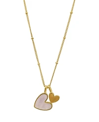 Adornia 18-20" Adjustable 14K Gold Plated Imitation Mother of Pearl Heart Charms Necklace