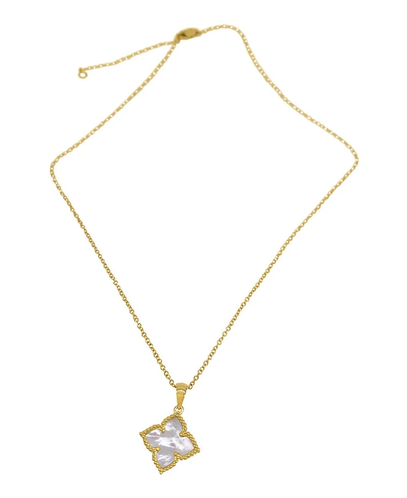 Adornia 16-18" Adjustable 14K Gold Plated Flower Imitation Mother of Pearl Necklace