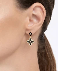 Adornia 14K Gold Plated Black Clover Drop Earrings
