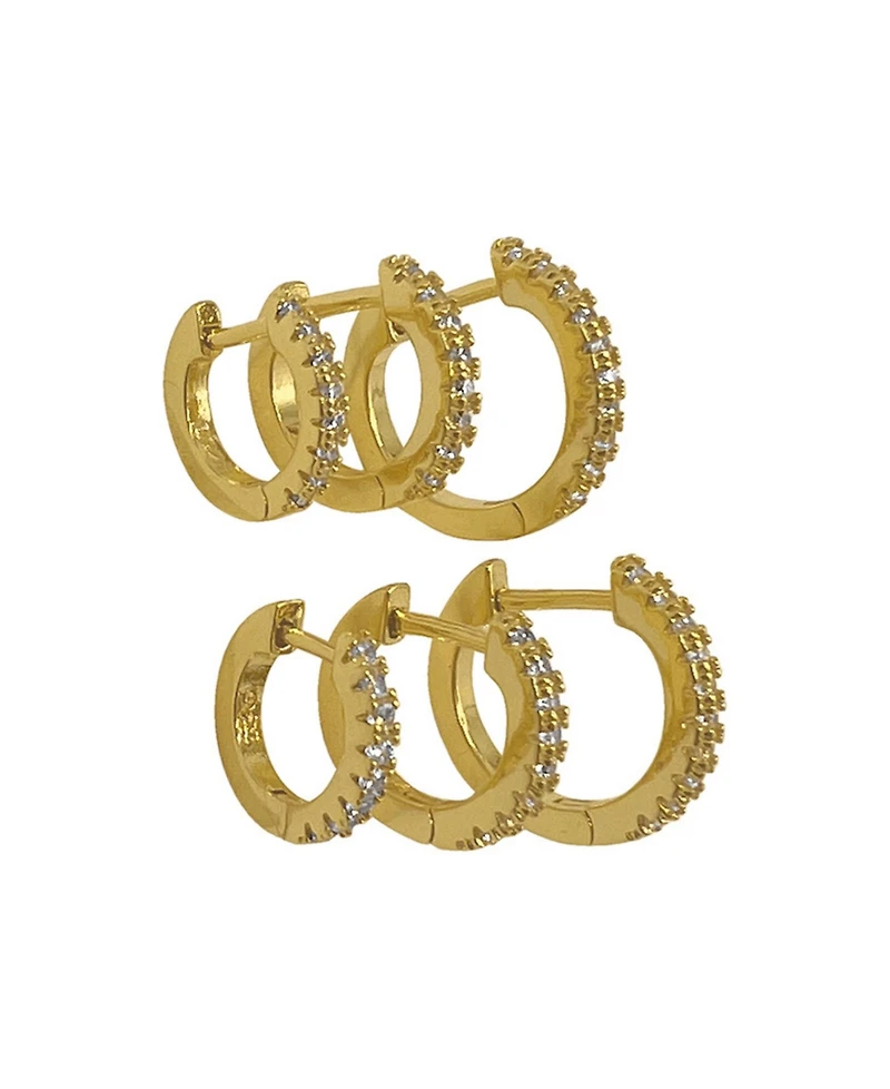 Adornia 14K Gold Plated Huggie Hoop Earring Pack, 6 Pieces