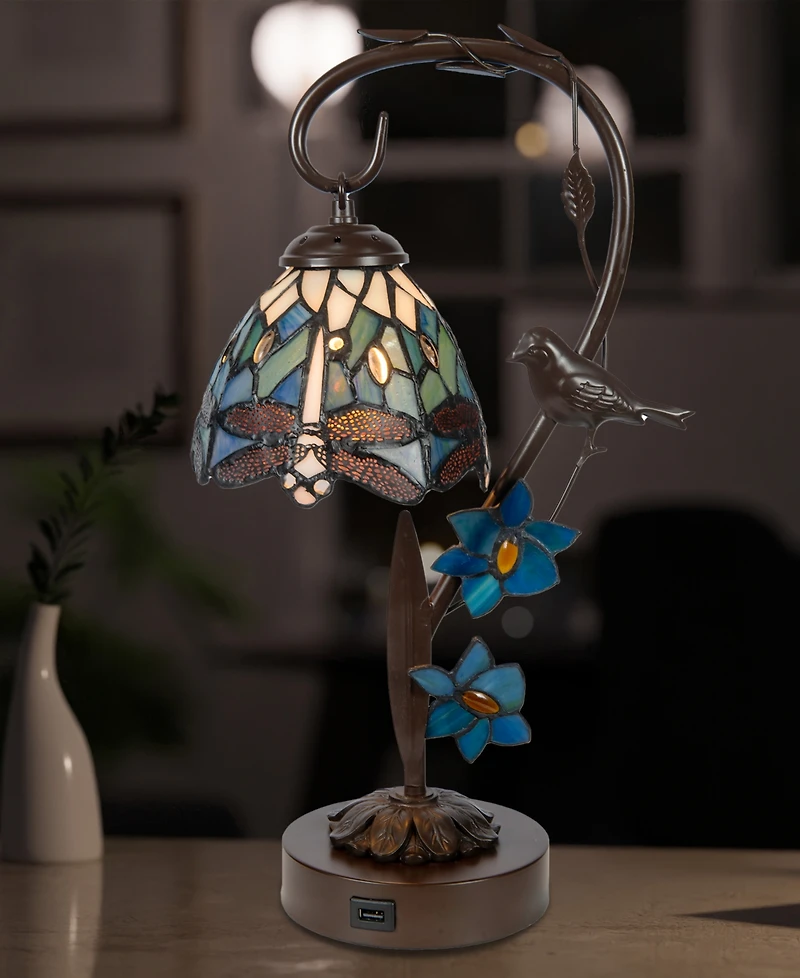Dale Tiffany Bird on Vine Dragonfly Table Lamp