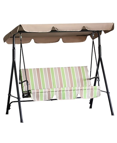 Outsunny Porch Swing Hammock Bench Chair, Steel 3-Seat, Canopy, Multi Color