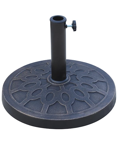 Outsunny 26 lb Round Cast Stone Umbrella Base Holder w/ Decoration Pattern