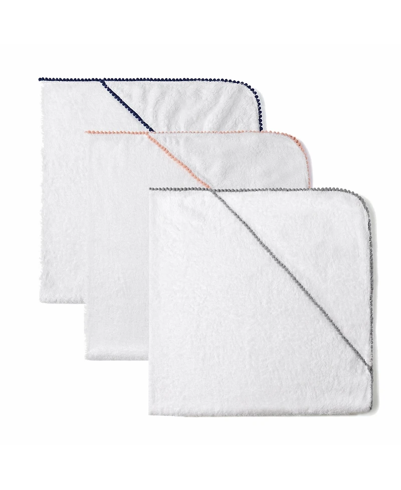 Malabar Baby Baby Silky Soft Luxe Pom Pom Towel, Peach