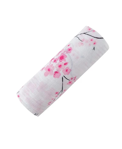 Gots Certified Organic Cotton Muslin Swaddle, Cherry Blossom