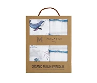 Gots Certified Organic Muslin Swaddle - Two-Pack Gift Set, Life's A Beach (Under The Sea + Octopus Stripe)